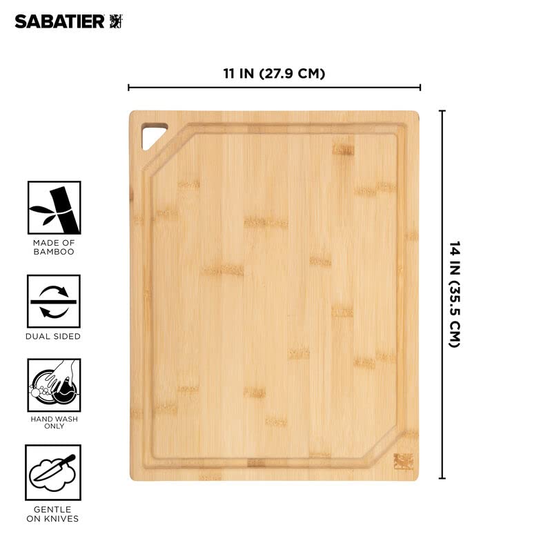 Sabatier Large Cutting Board with Perimeter Juice Trench and Recessed Handles, Reversible