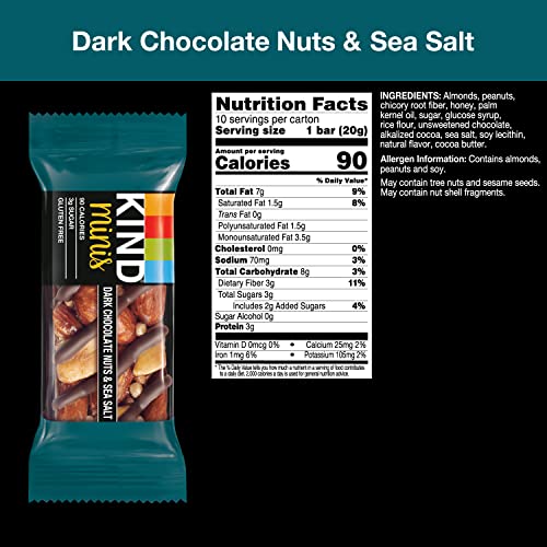 KIND Minis, Dark Chocolate Nuts & Sea Salt, Healthy Snacks, Gluten Free, 10 Count, Pareve