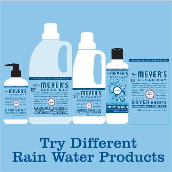 Pack of 3 MRS. MEYER'S CLEAN DAY Hand Soap, Made with Essential Oils, Biodegradable Formula, Rain Water