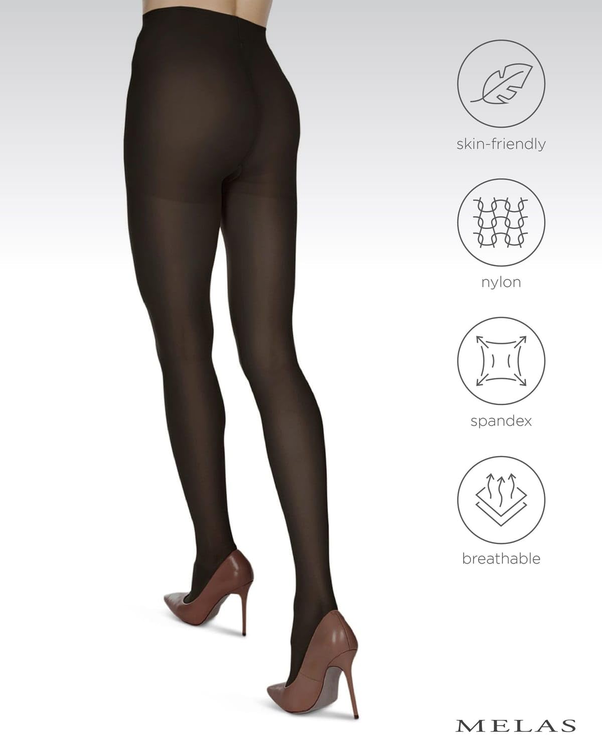 Melas 6 Pack of Microfiber Control Top Tights, Comfortable Velvet Soft Opaque Tights, 60 Denier - Sizes XS to Q2