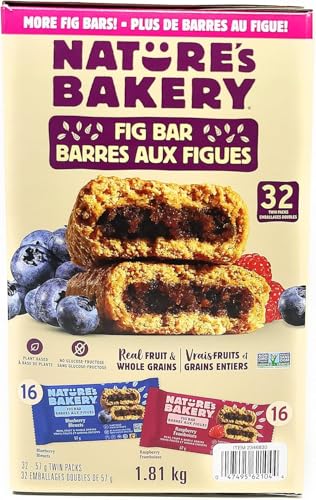 Nature’s Bakery Whole Wheat Fig Bars, Raspberry, Real Fruit, Vegan, Non-GMO, Snack bar, 6 Count (Pack of 6)