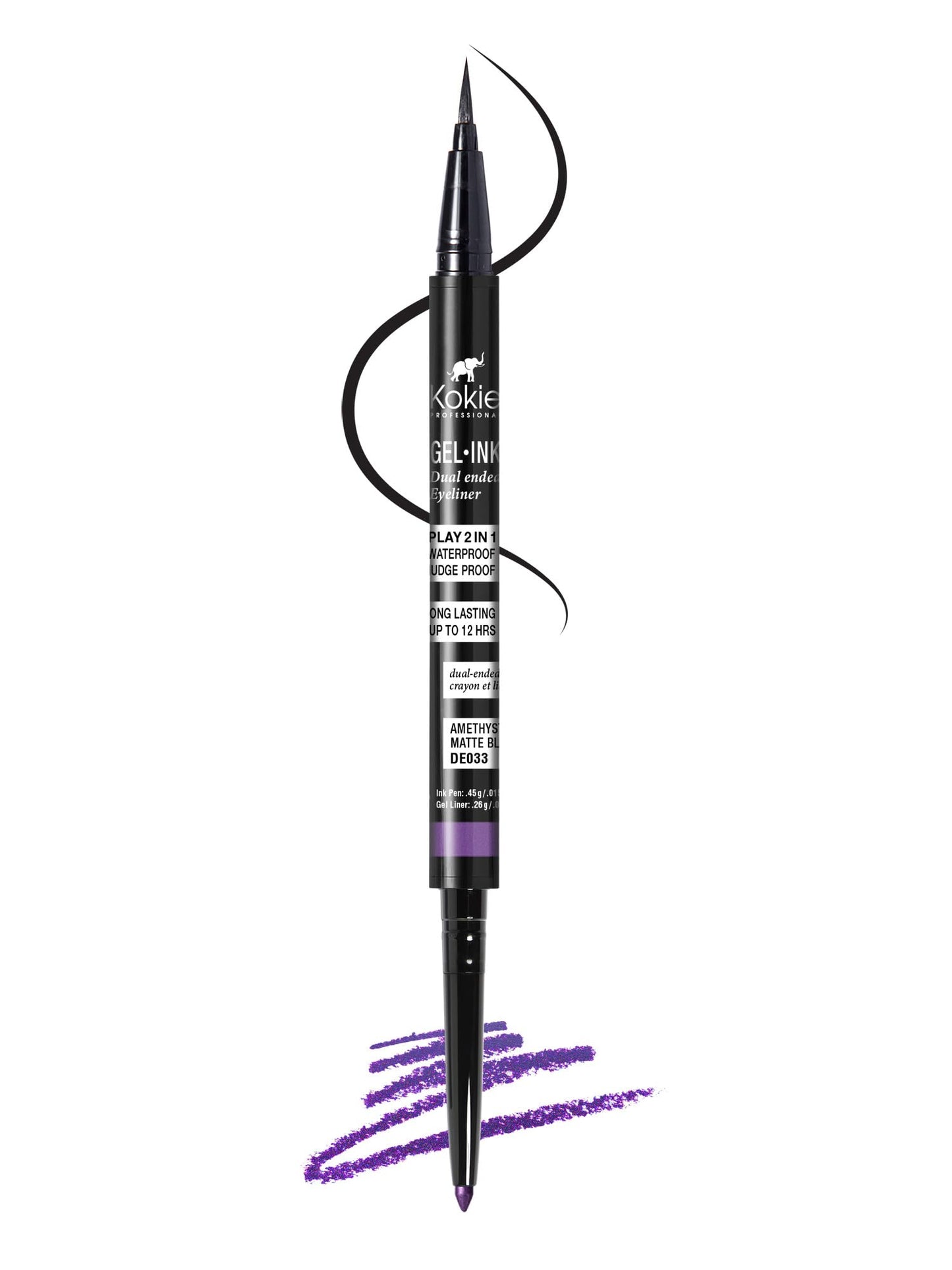 Kokie Gel Ink Dual Ended Eyeliner (Matte Black)