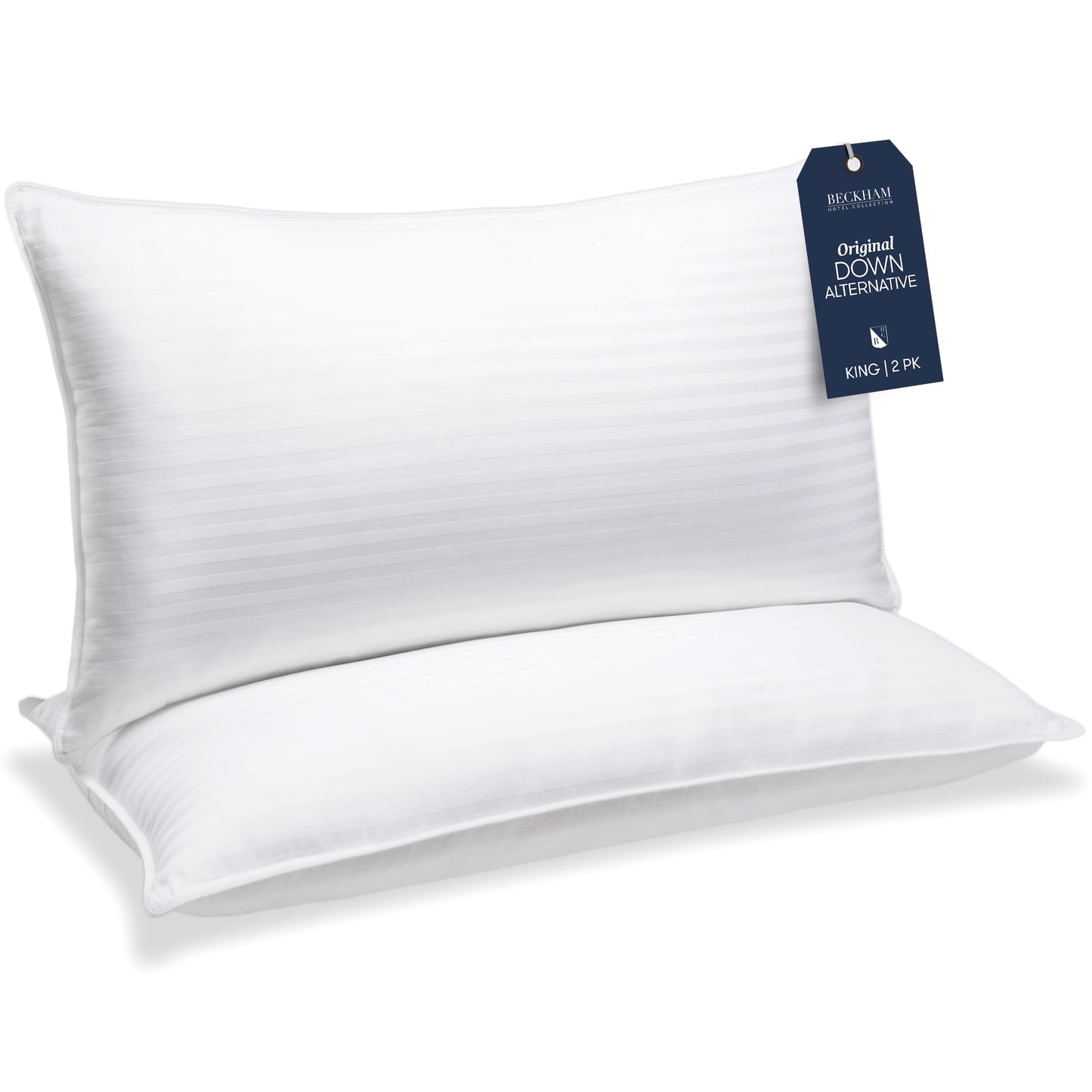 Beckham Hotel Collection Bed Pillows King Size Set of 2 - Down Pillows for Back, Stomach or Side Sleepers