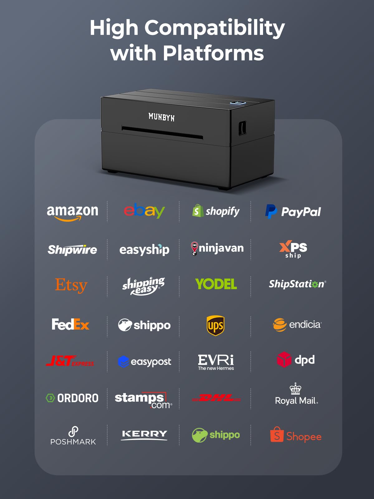 MUNBYN Bluetooth Thermal Label Printer, 130B Wireless 4x6 Shipping Label Printer for Shipping