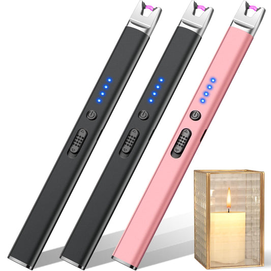 3 Pack Candle Lighter Electric USB Rechargeable Lighter with Safety Lock