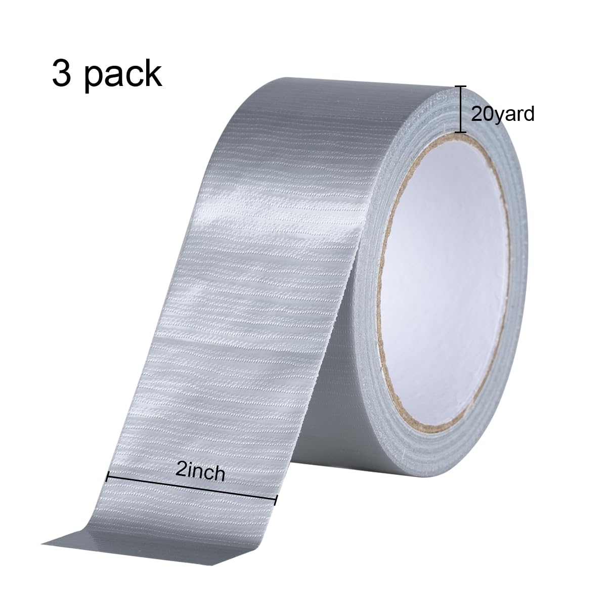 3 Pack Duct Tape Heavy Duty Waterproof, Tear by Hand, 60 Yards x 2 Inch Total