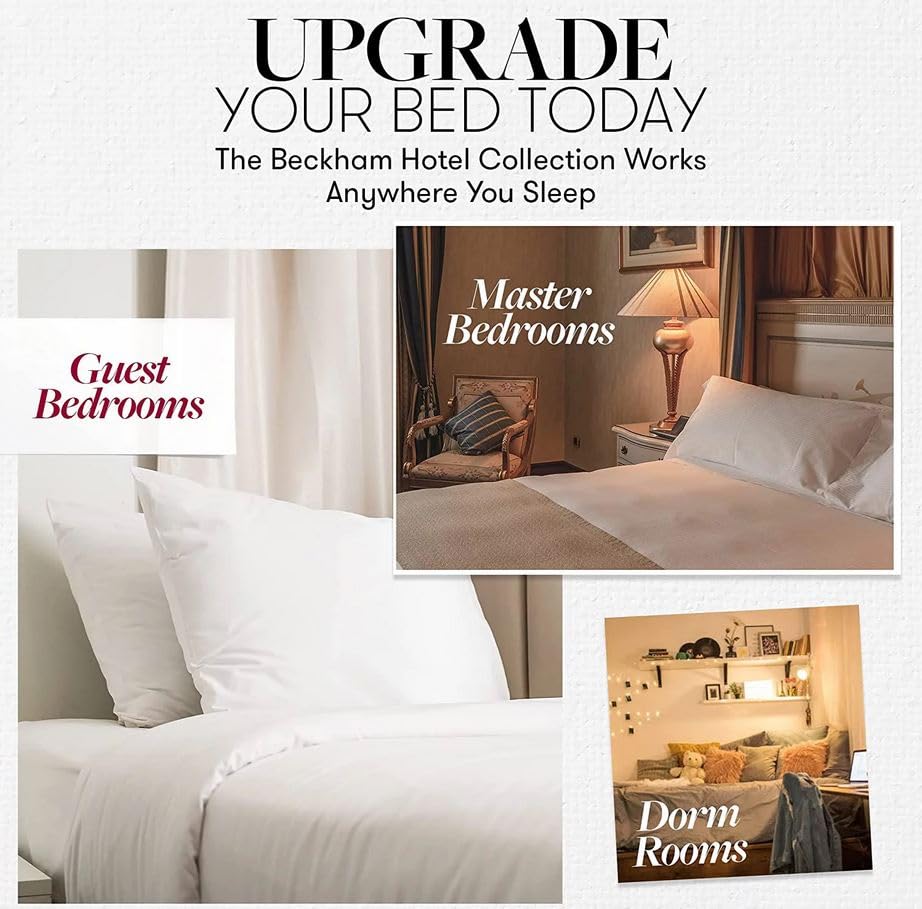 Beckham Hotel Collection Bed Pillows King Size Set of 2 - Down Pillows for Back, Stomach or Side Sleepers