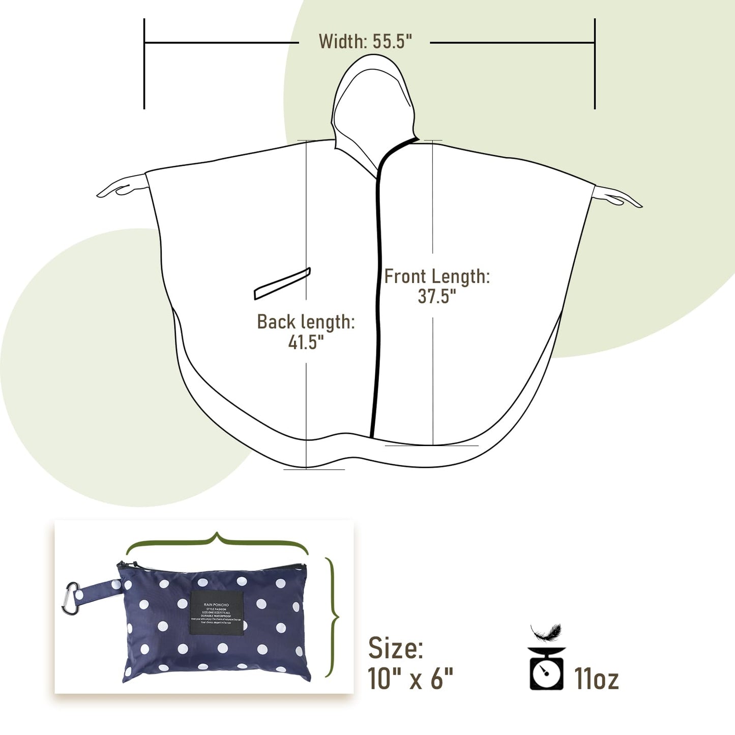Unisex Rain Poncho Raincoat Hooded for Adults Women with Pockets