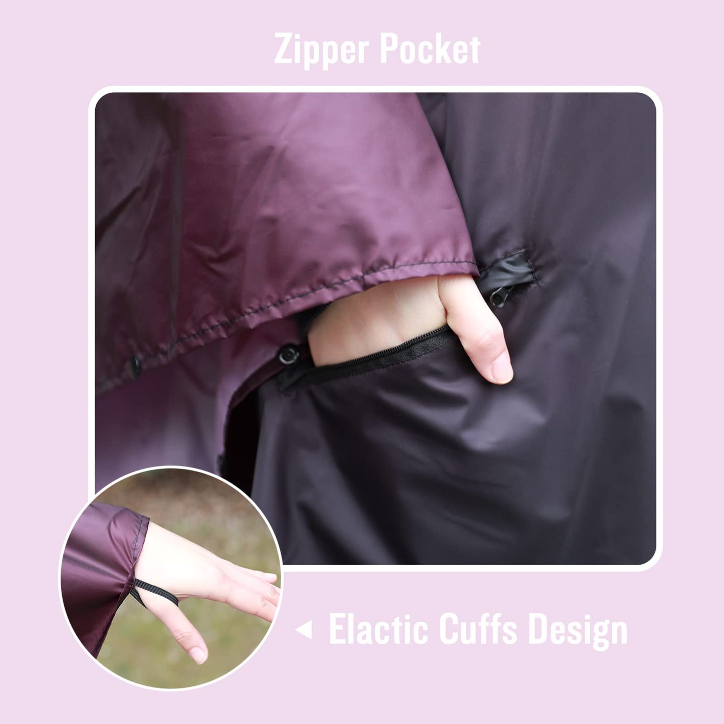 Unisex Rain Poncho Raincoat Hooded for Adults Women with Pockets