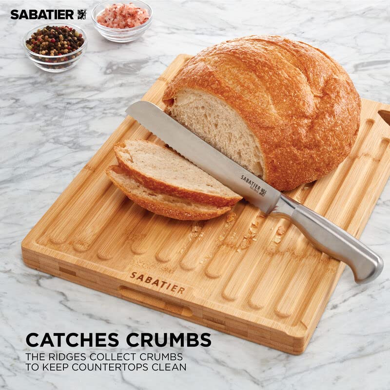 Sabatier Large Cutting Board with Perimeter Juice Trench and Recessed Handles, Reversible