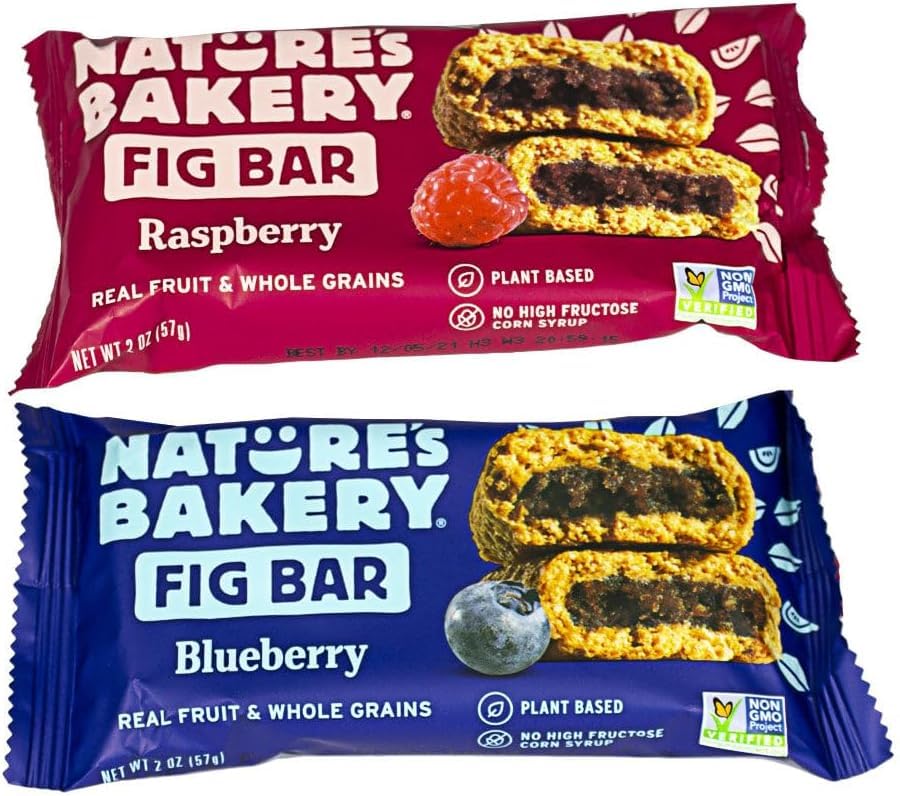 Nature’s Bakery Whole Wheat Fig Bars, Raspberry, Real Fruit, Vegan, Non-GMO, Snack bar, 6 Count (Pack of 6)