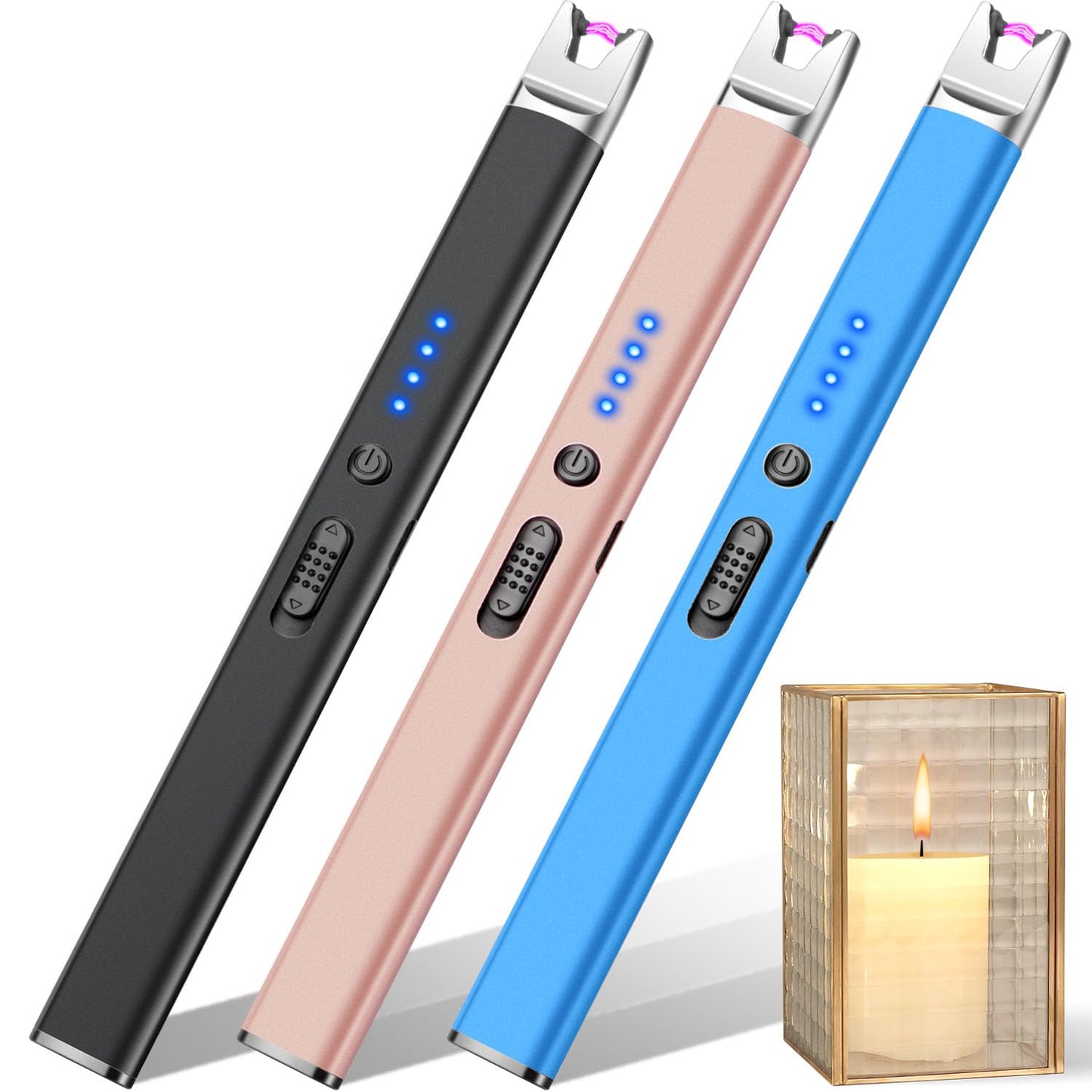 3 Pack Candle Lighter Electric USB Rechargeable Lighter with Safety Lock