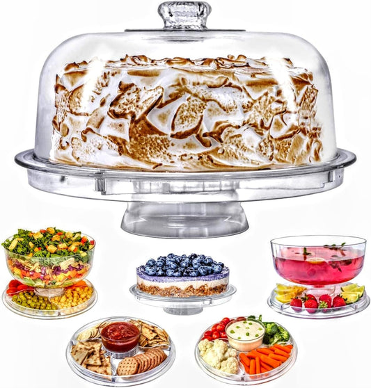 Cake Stand with Dome Cover, 6-in-1 Multi-Purpose Use
