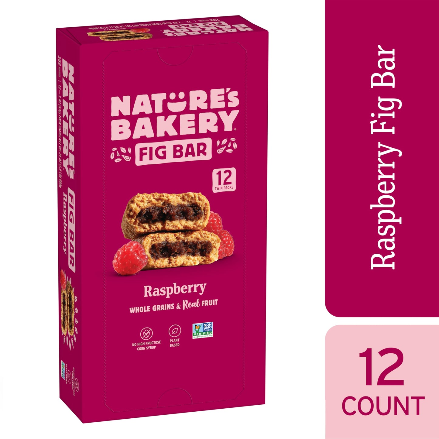 Nature’s Bakery Whole Wheat Fig Bars, Raspberry, Real Fruit, Vegan, Non-GMO, Snack bar, 6 Count (Pack of 6)
