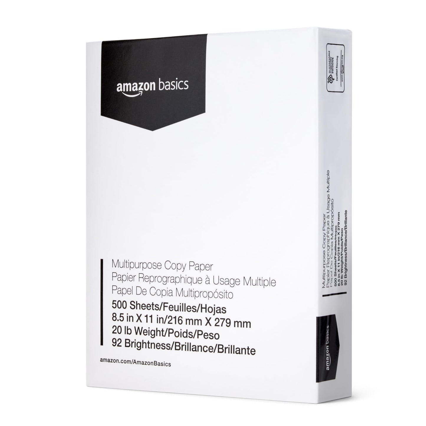 Multipurpose Copy Printer Paper, 20 lb, 8.5 x 11 Inches, 3 Reams (1,500 Sheets), 92 Bright, White