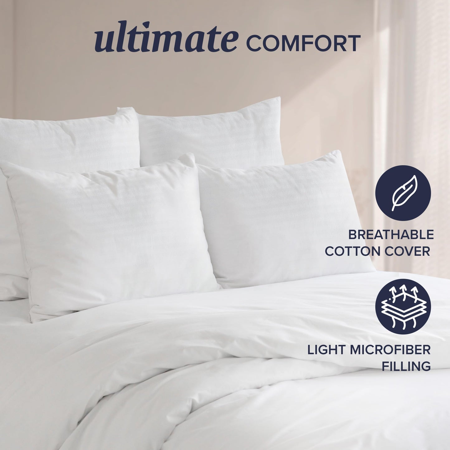 Beckham Hotel Collection Bed Pillows King Size Set of 2 - Down Pillows for Back, Stomach or Side Sleepers