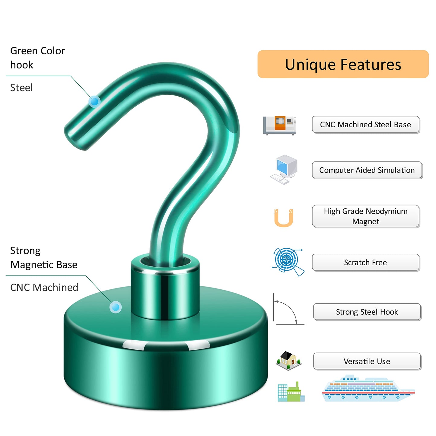 Magnetic Hooks, Cruise Ship Essentials, 30lb+ Heavy Duty Magnetic Hooks for Cruise Cabins
