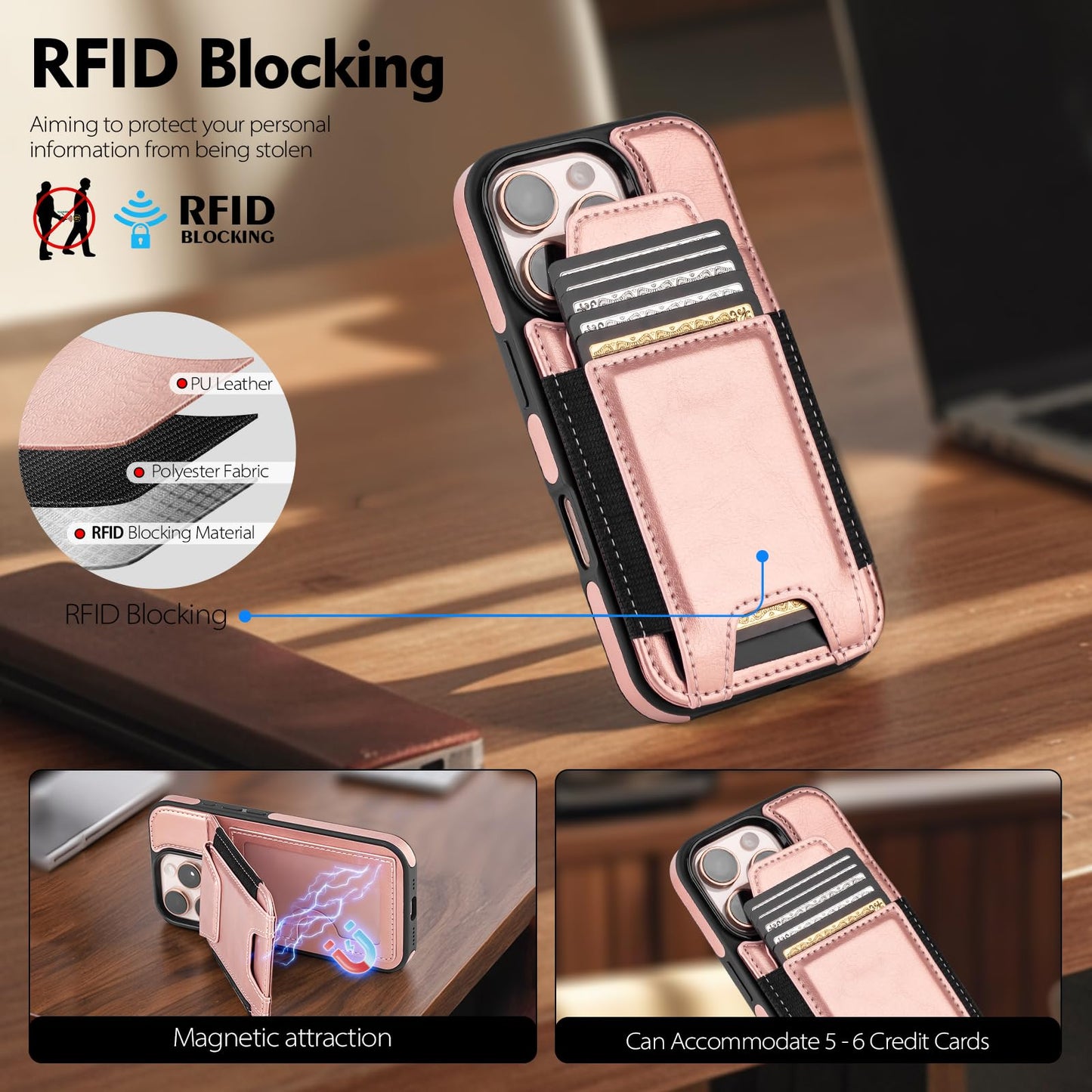 Compatible with iPhone 16 Pro Max Wallet Case with Card Holder