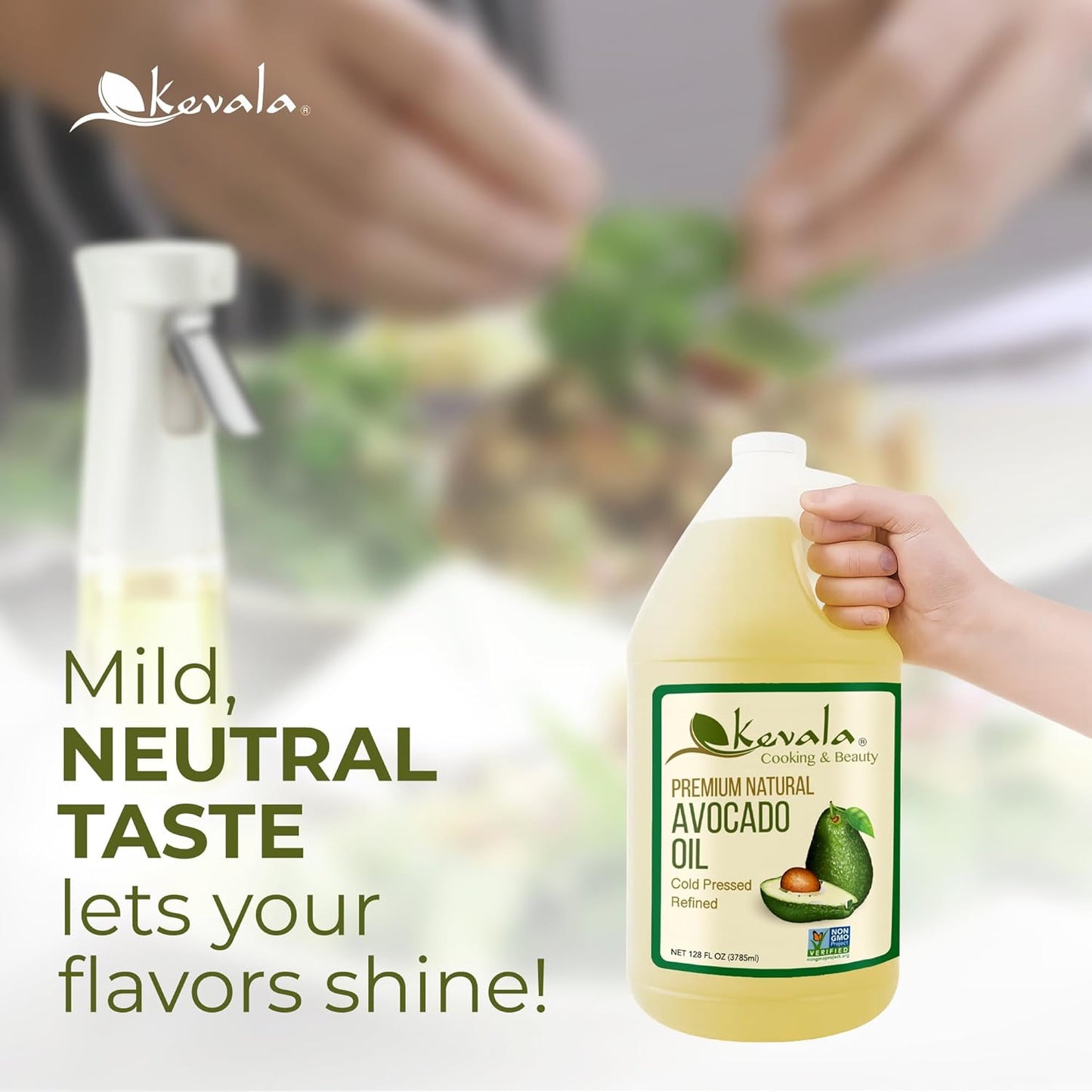 Kevala Avocado Oil – Cold Pressed | Kosher | Multipurpose for High Smoke Point Cooking, Roasting, Sautéing