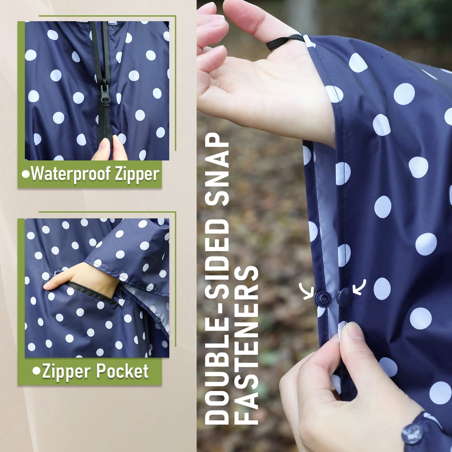 Unisex Rain Poncho Raincoat Hooded for Adults Women with Pockets