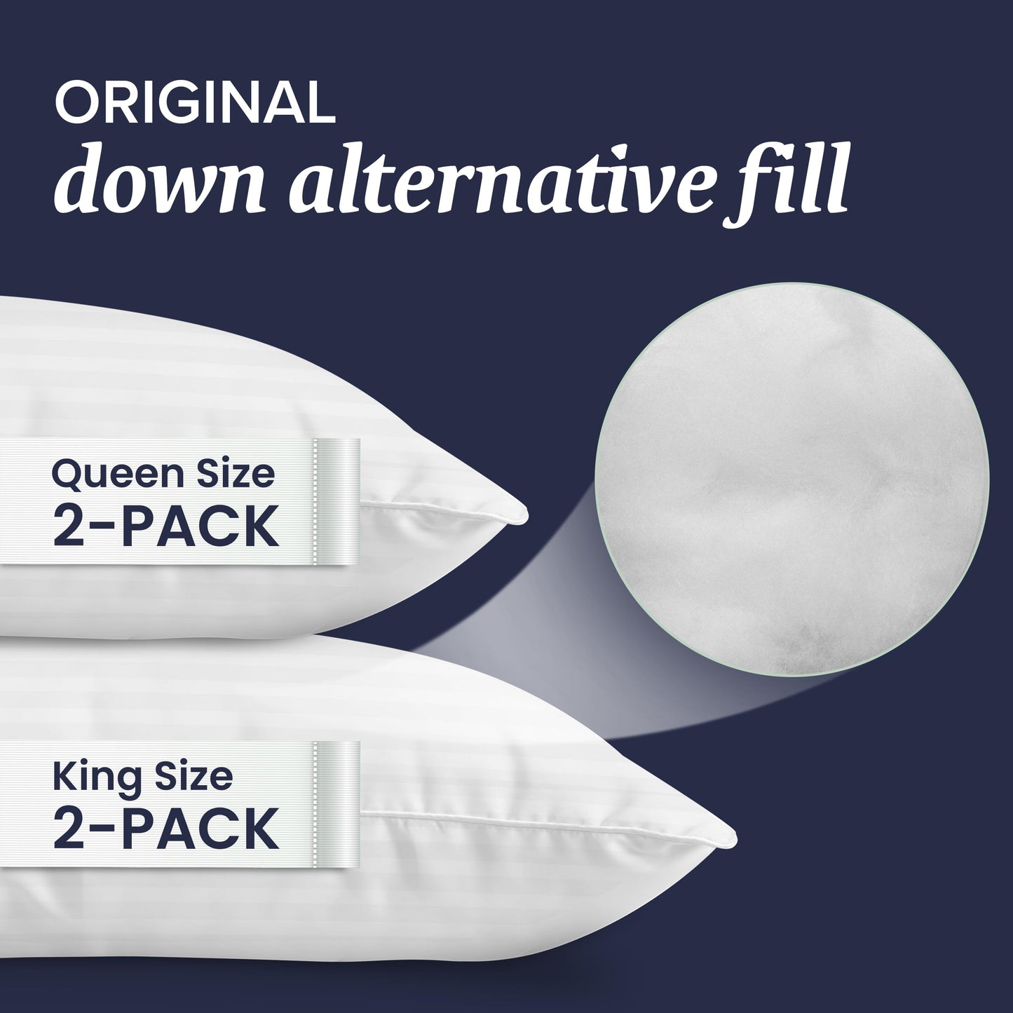 Beckham Hotel Collection Bed Pillows King Size Set of 2 - Down Pillows for Back, Stomach or Side Sleepers
