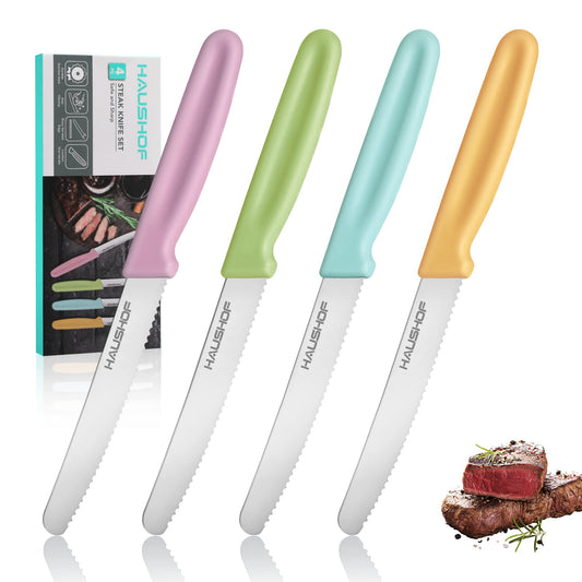 Steak Knives Set of 4, Serrated Steak Knives, Premium Stainless Steel