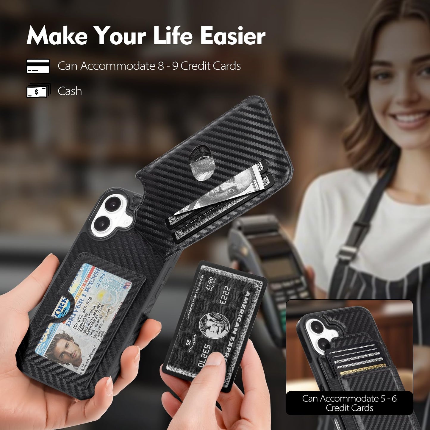 Compatible with iPhone 16 Pro Max Wallet Case with Card Holder