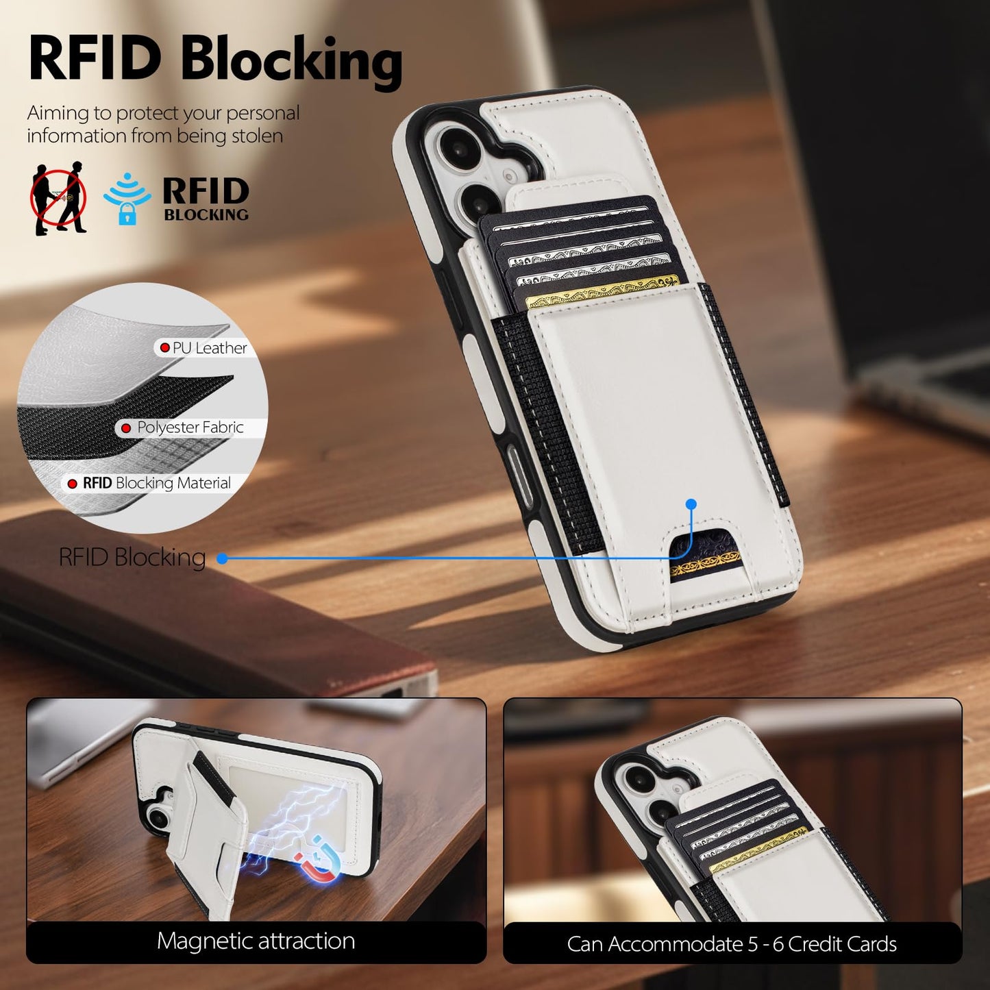 Compatible with iPhone 16 Pro Max Wallet Case with Card Holder
