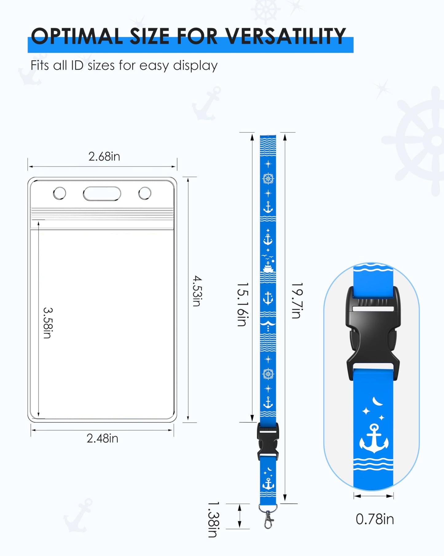 5 Pack Lanyard with Waterproof ID Badge Holders for Cruise Ship Cards