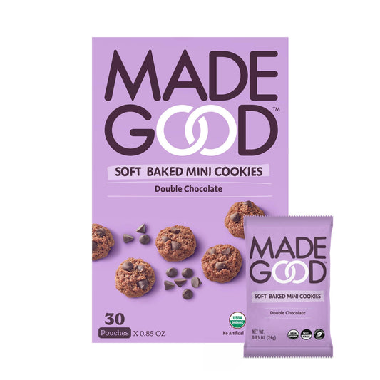 MadeGood Soft Baked Chocolate Chip Mini Cookies, Gluten Free & Safe For School, Pareve, 30 Count