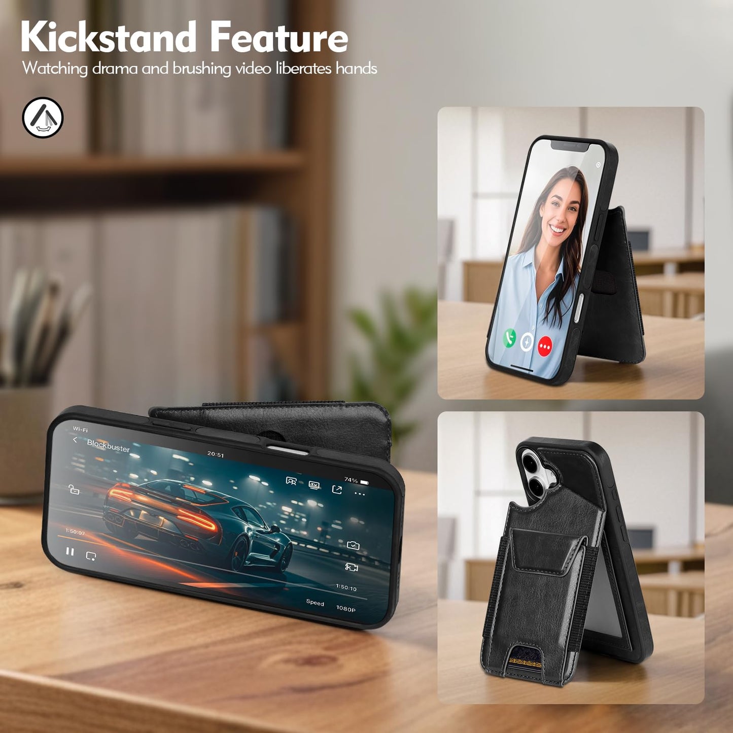 Compatible with iPhone 16 Pro Max Wallet Case with Card Holder