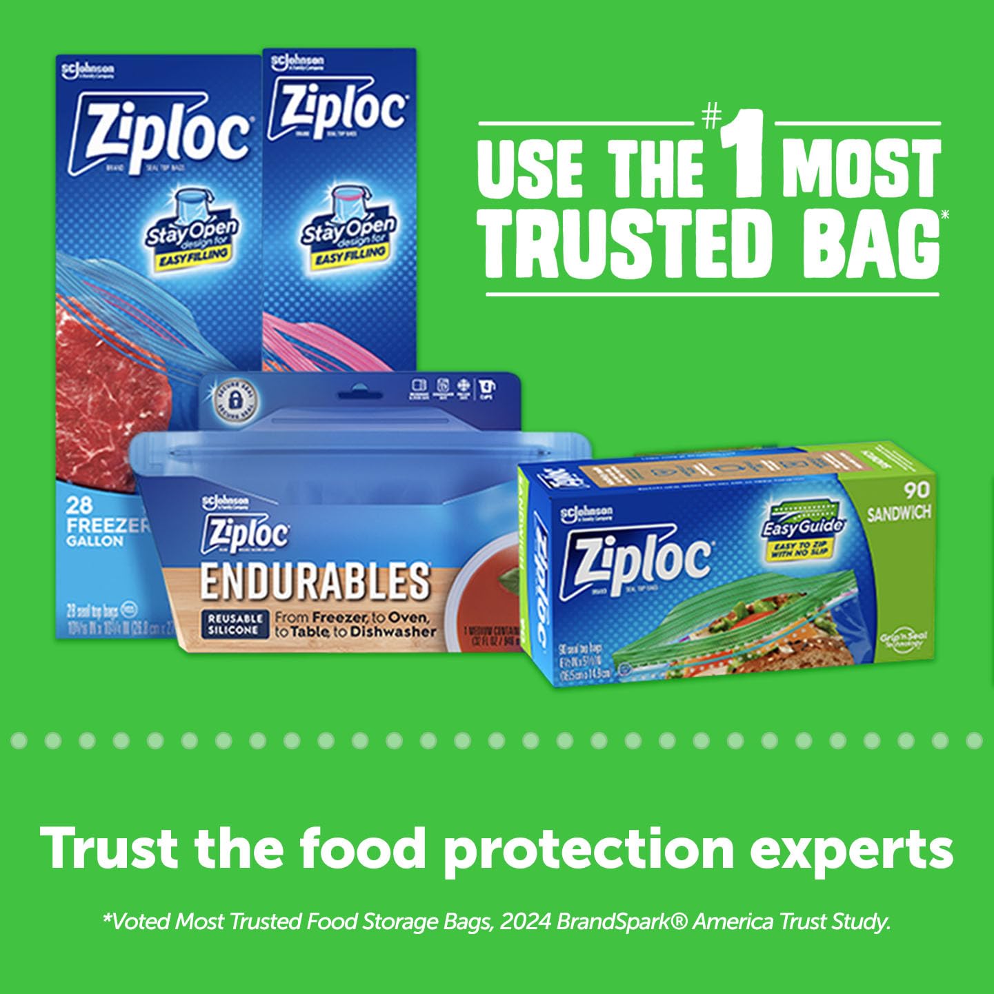 Ziploc Sandwich and Snack Bags, Storage Bags for On the Go Freshness, Grip 'n Seal Technology for Easier Grip, Open, and Close, 90 Count