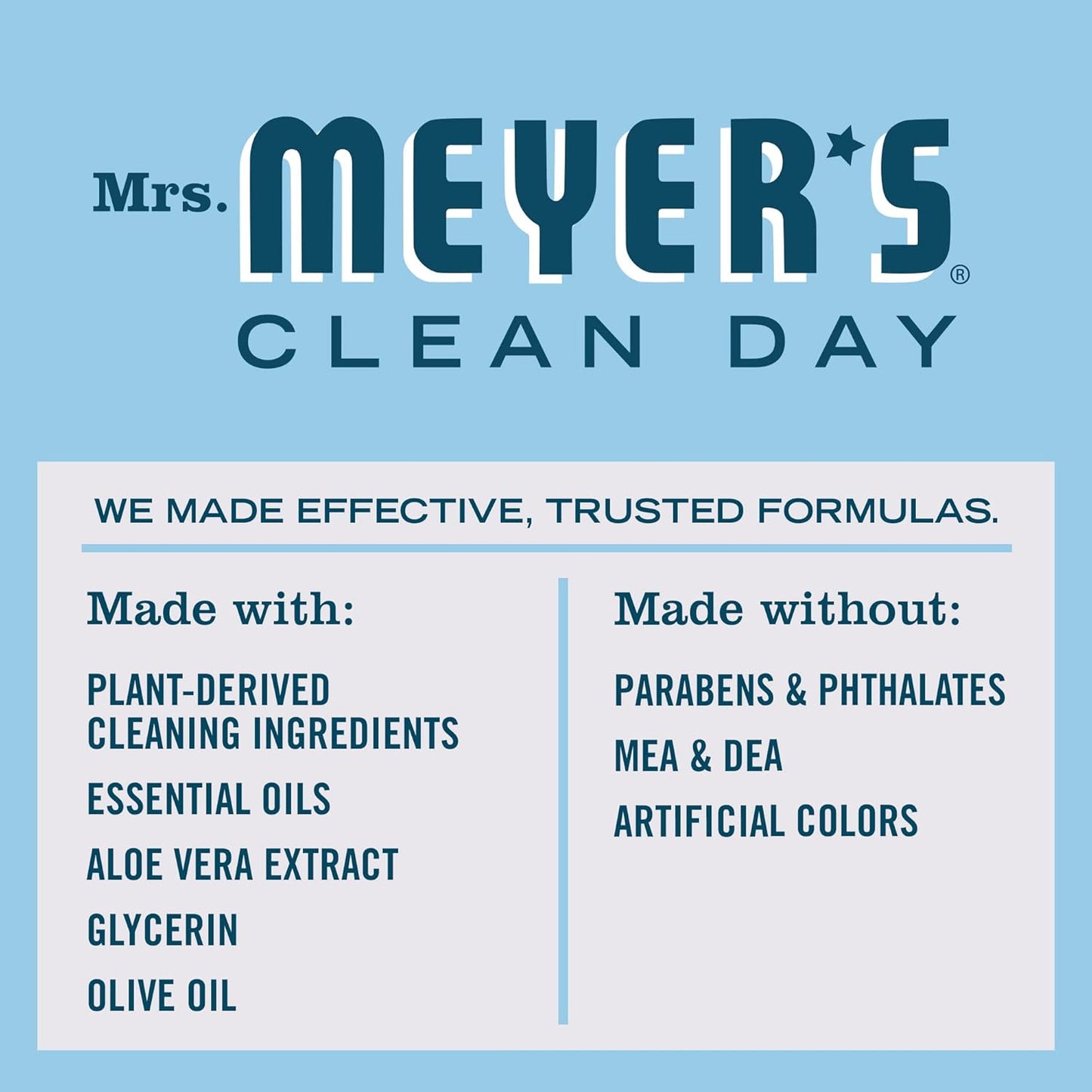 Pack of 3 MRS. MEYER'S CLEAN DAY Hand Soap, Made with Essential Oils, Biodegradable Formula, Rain Water
