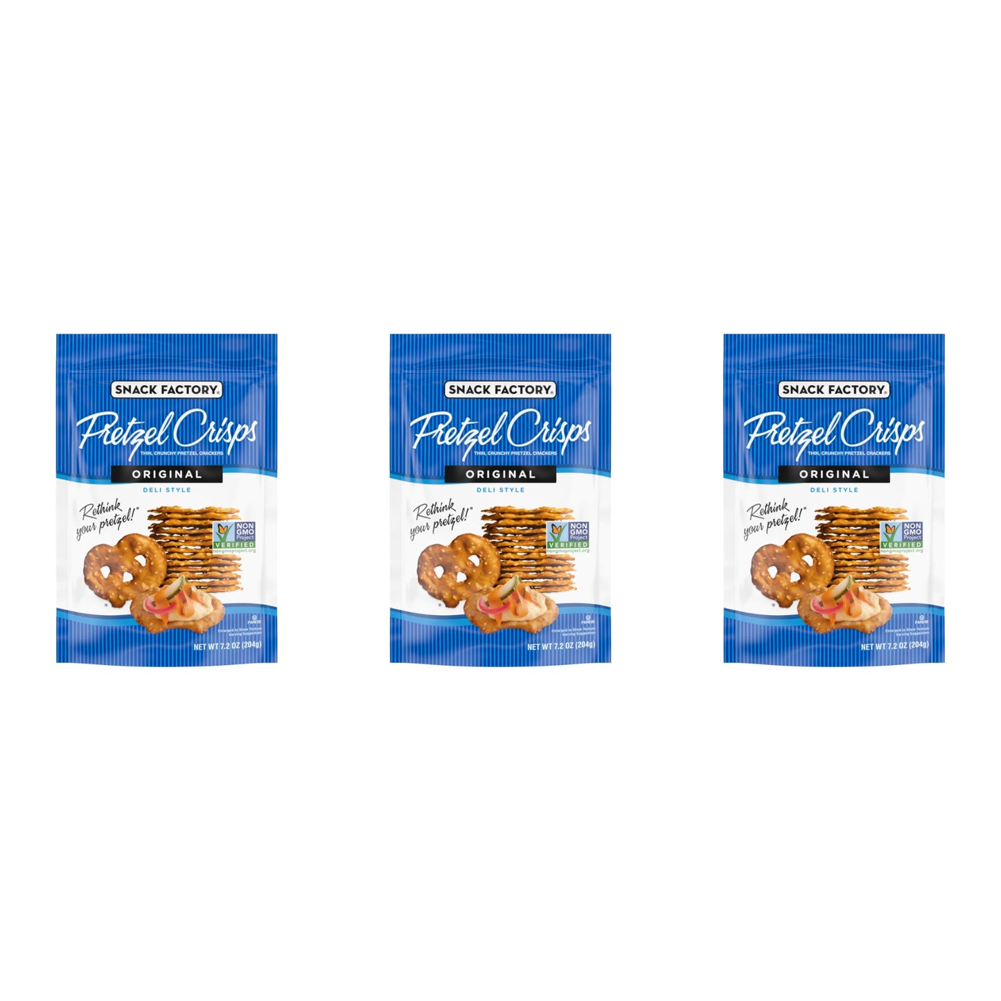 Snack Factory Pretzel Crisps, Original, 1 Oz Snack Bags, 10 Ct, Pareve