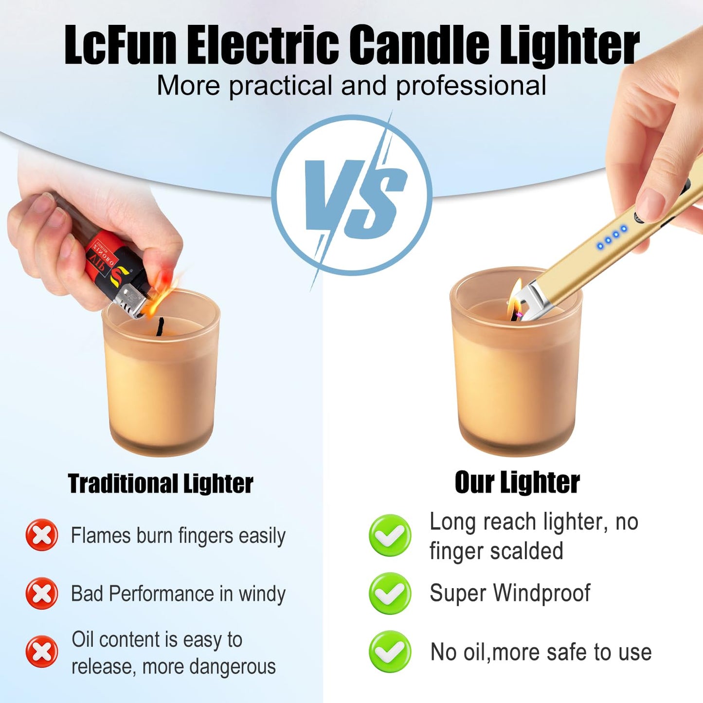3 Pack Candle Lighter Electric USB Rechargeable Lighter with Safety Lock