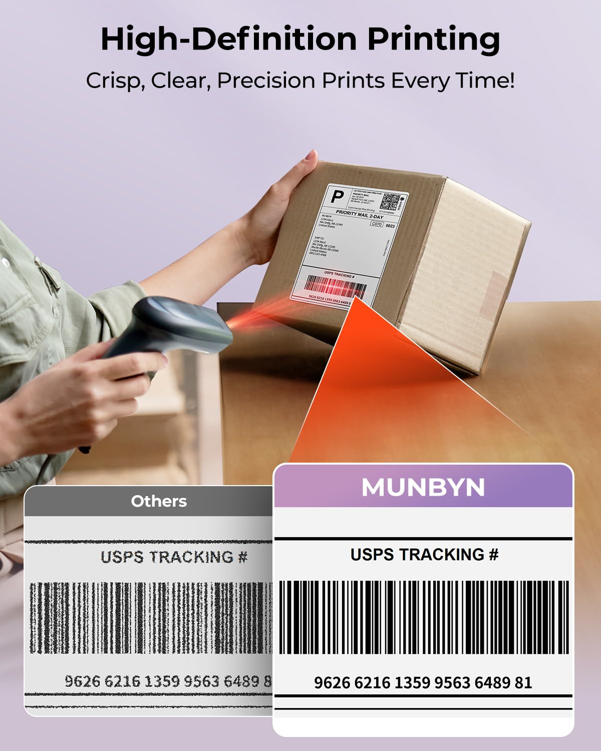 MUNBYN Bluetooth Thermal Label Printer, 130B Wireless 4x6 Shipping Label Printer for Shipping