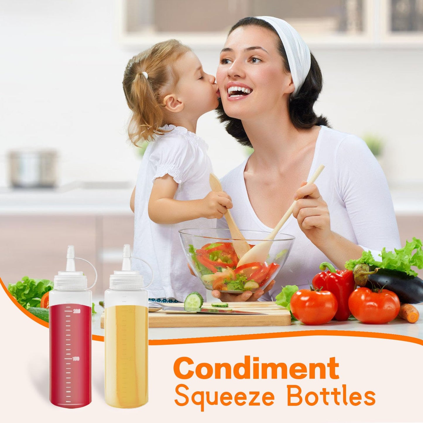 12 Pack 8 oz Plastic Squeeze Bottles Multipurpose Squirt Bottles for Ketchup,Condiments,BBQ Sauce,Dressing,Barbecue,Grilling,Crafts,Syrup and More