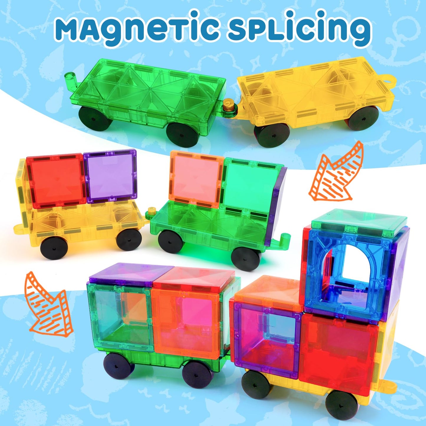 Magna Tiles Cars Construction Set - 4 PCS Magnetic Tiles Sensory Toys