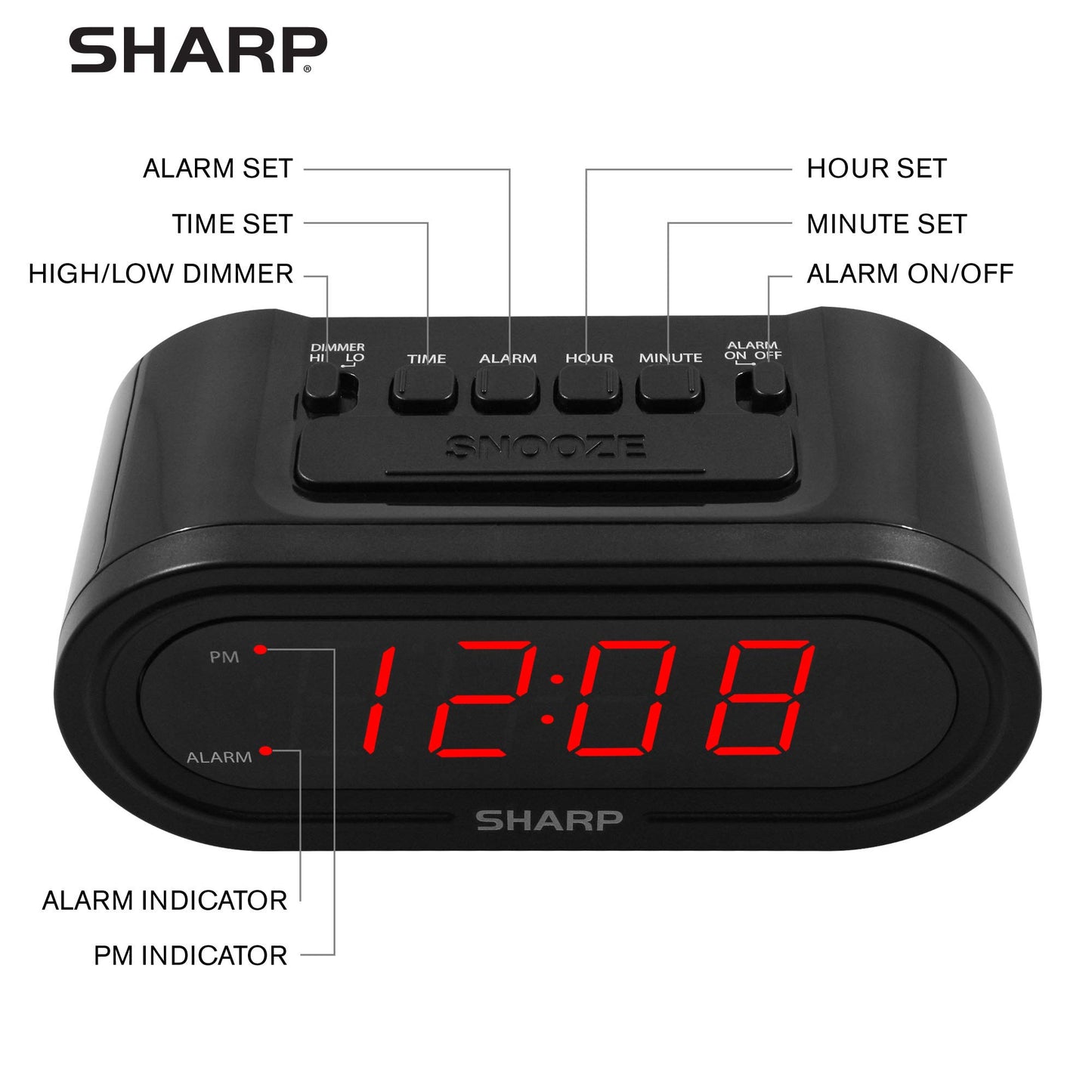 Sharp Digital Alarm Clock, Never Needs Setting