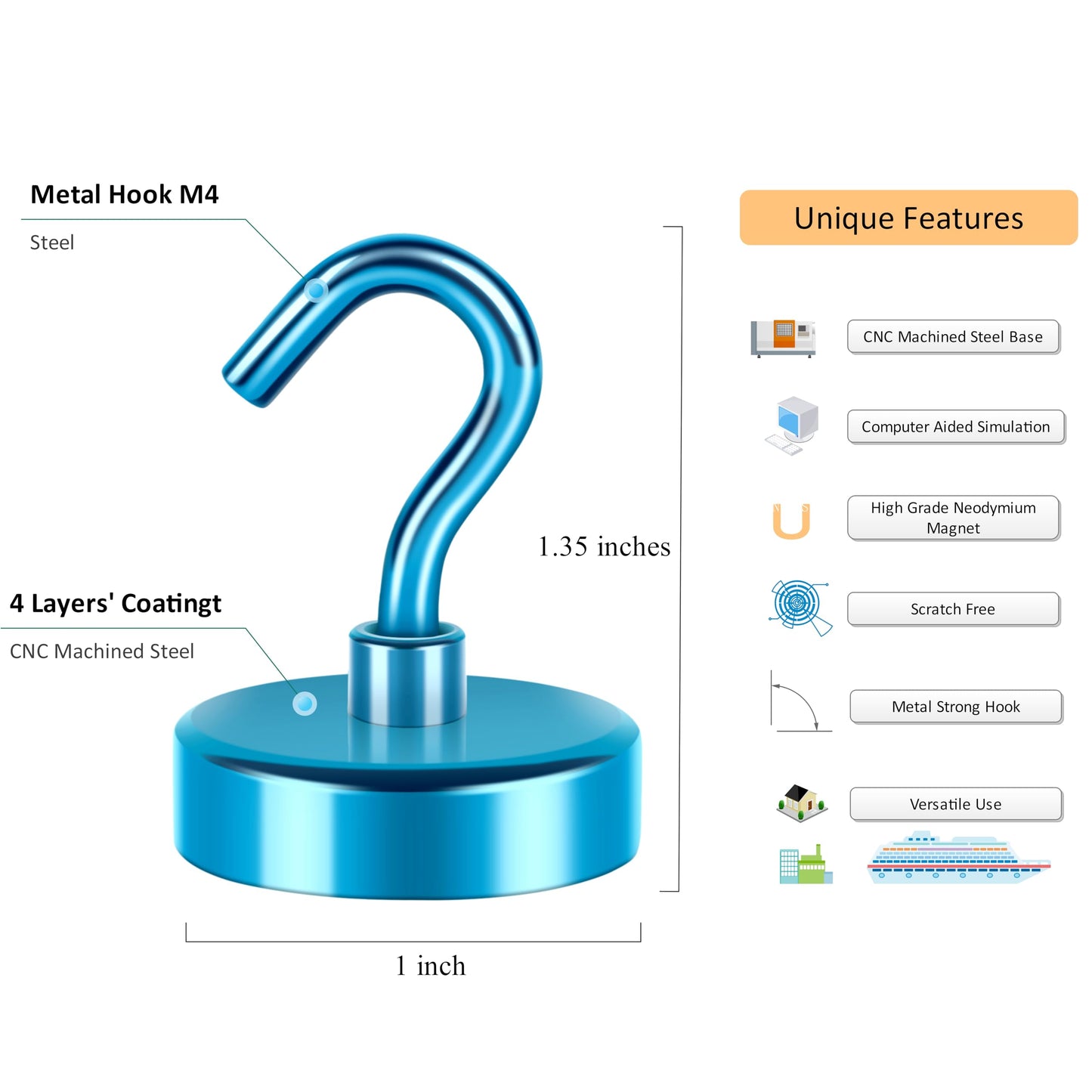 Magnetic Hooks, Cruise Ship Essentials, 30lb+ Heavy Duty Magnetic Hooks for Cruise Cabins