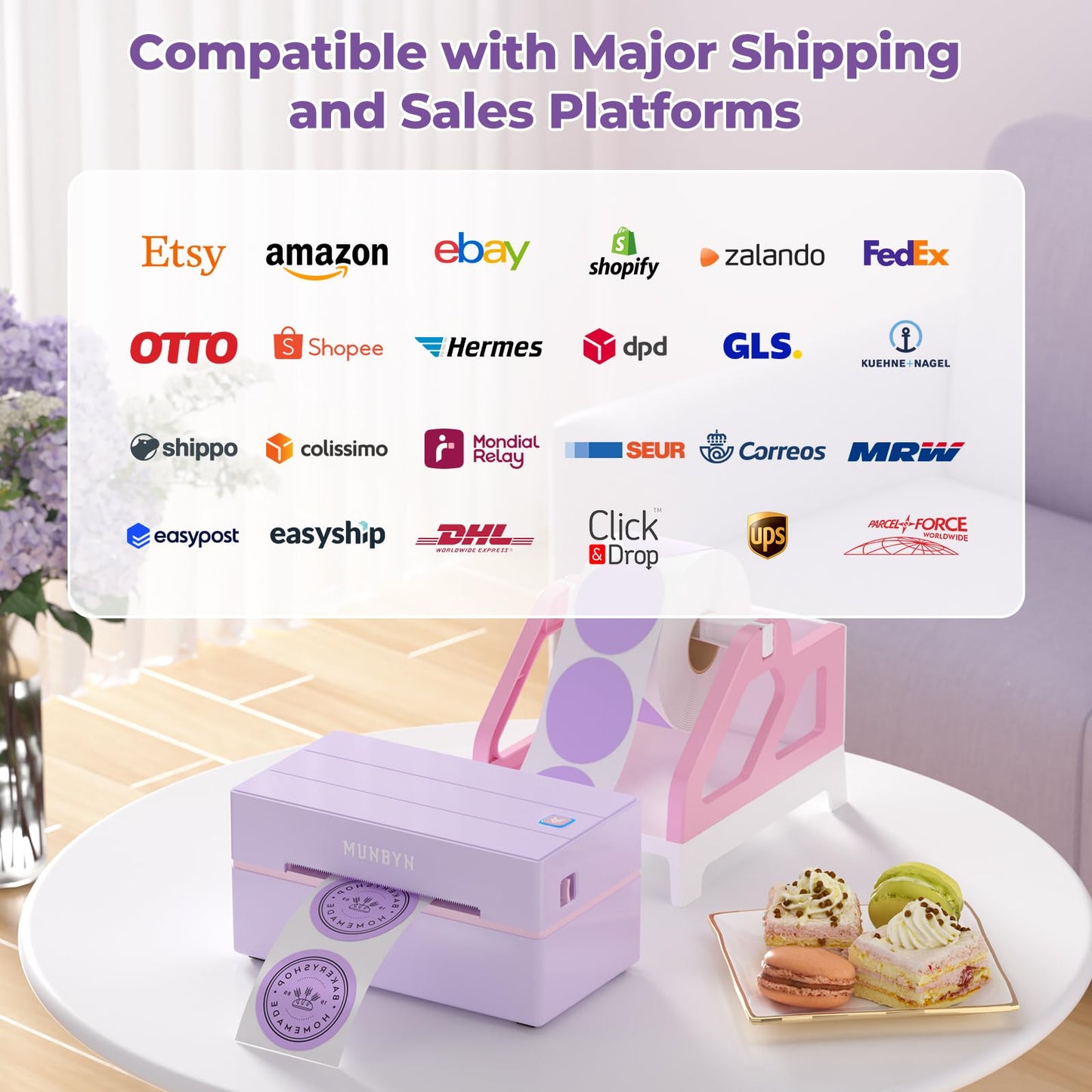 MUNBYN Bluetooth Thermal Label Printer, 130B Wireless 4x6 Shipping Label Printer for Shipping