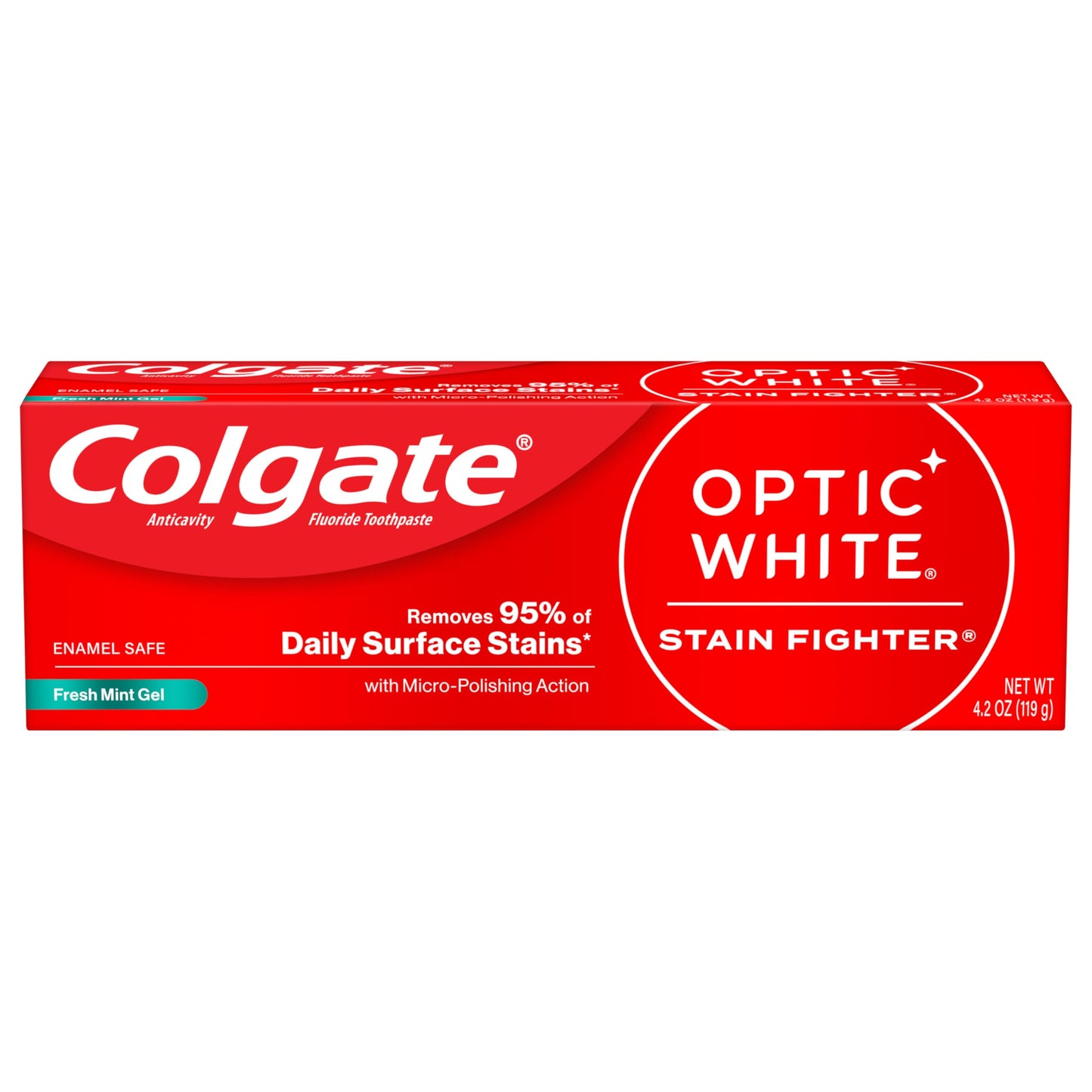 Colgate Optic White Stain Fighter Teeth Whitening Toothpaste 4 Pack, 4.2 oz