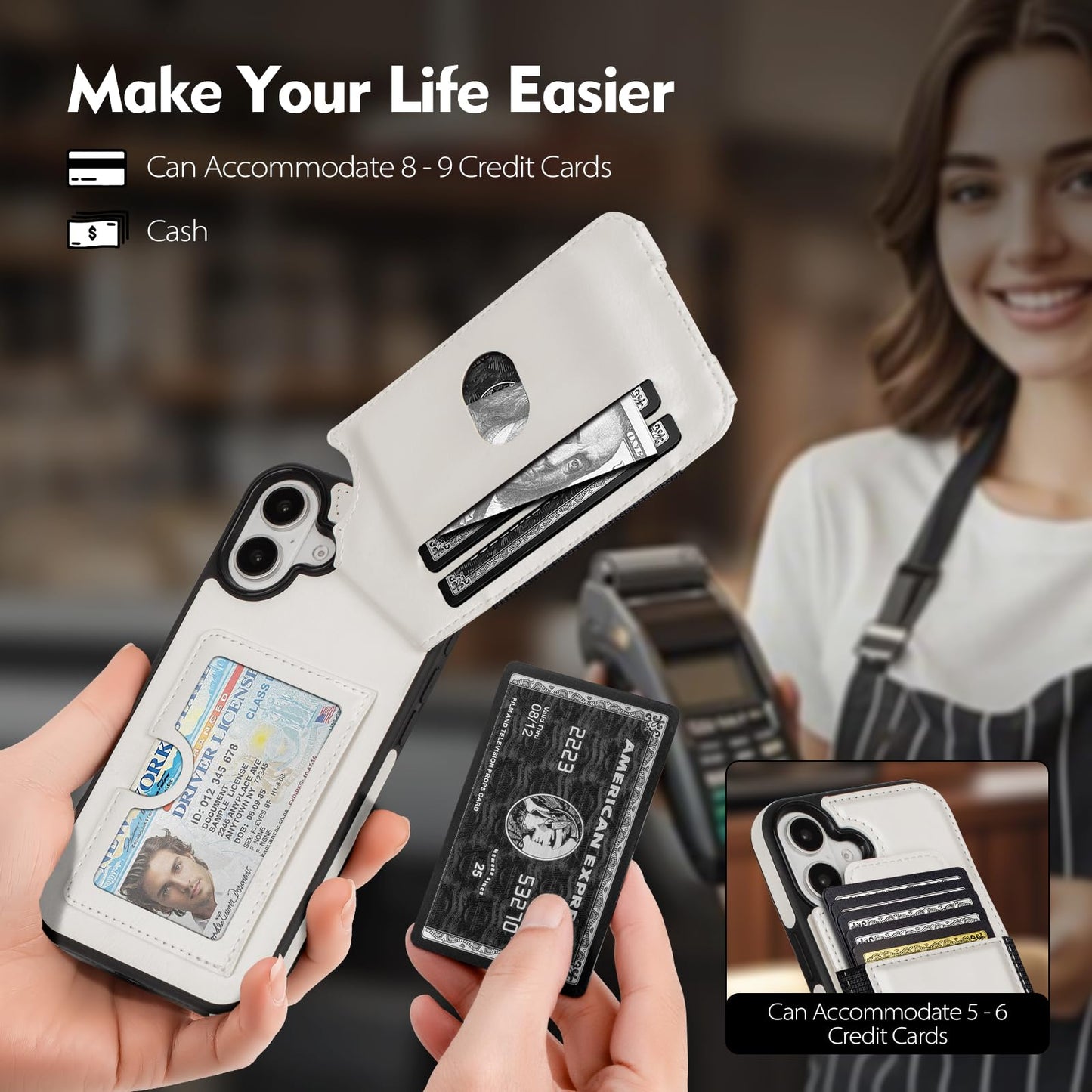 Compatible with iPhone 16 Pro Max Wallet Case with Card Holder