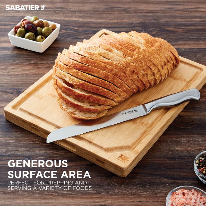 Sabatier Large Cutting Board with Perimeter Juice Trench and Recessed Handles, Reversible
