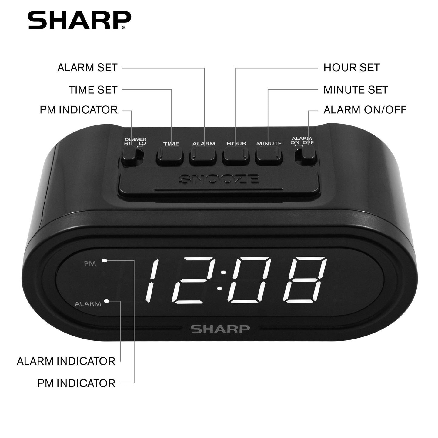Sharp Digital Alarm Clock, Never Needs Setting