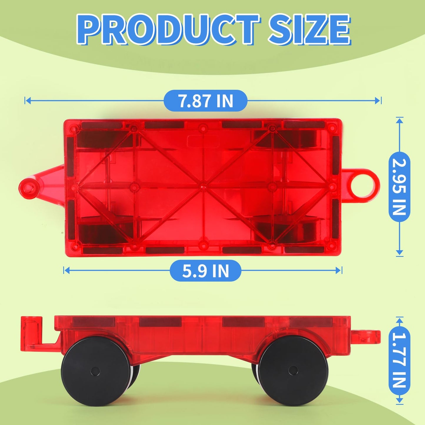 Magna Tiles Cars Construction Set - 4 PCS Magnetic Tiles Sensory Toys