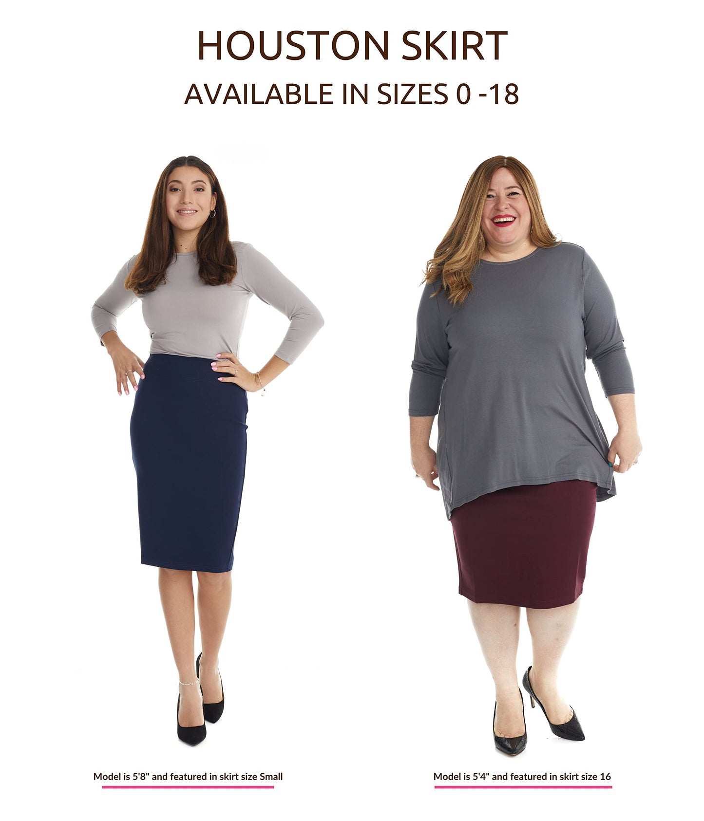 ESTEEZ Women's Pull-On Stretch Ponte Office Pencil Skirt 'Houston'