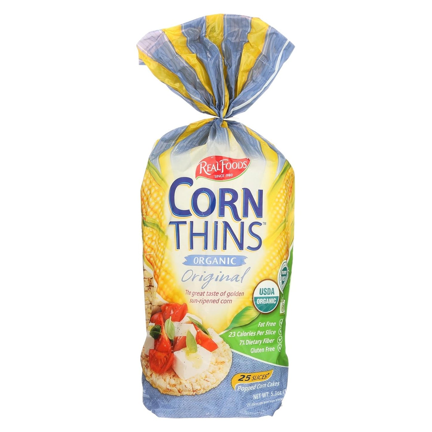 Real Foods Organic Corn Thins - Case of 6 - 5.3 oz. Pareve