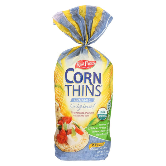 Real Foods Organic Corn Thins - Case of 6 - 5.3 oz. Pareve