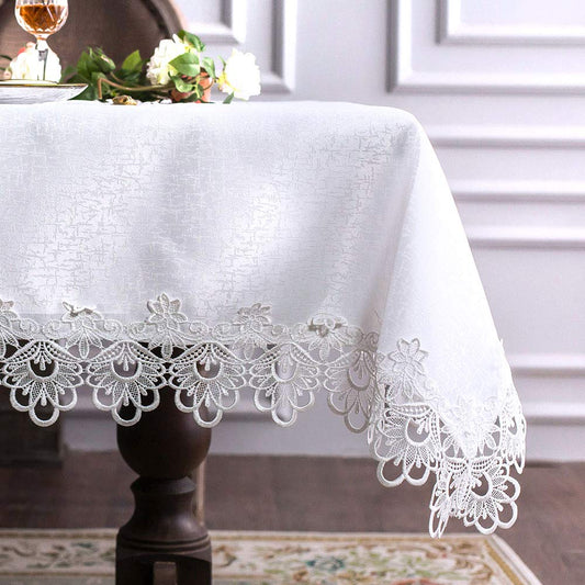 Rectangle Lace Fabric Summer Tablecloth with Macrame Border